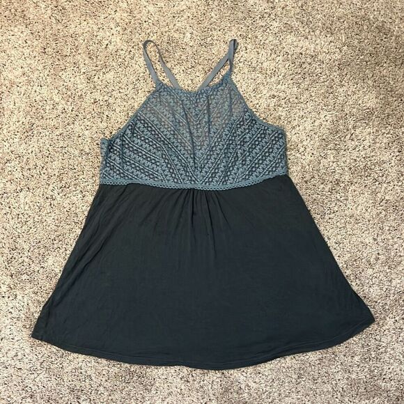 Adore Me Gray and Blue Lace Cross Strap Tank 2X - Picture 1 of 5